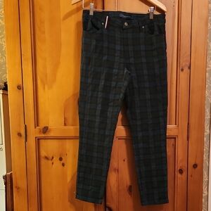 Tommy Hilfiger Plaid Skinny Pants - Black and Green